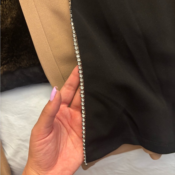 Fashion Nova Tan Black romper with rhinestone Accents stones all intact - Picture 6 of 9